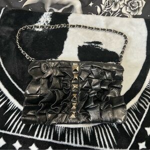 2/$30 Gothic Black Ruffle Studded Mini Bag